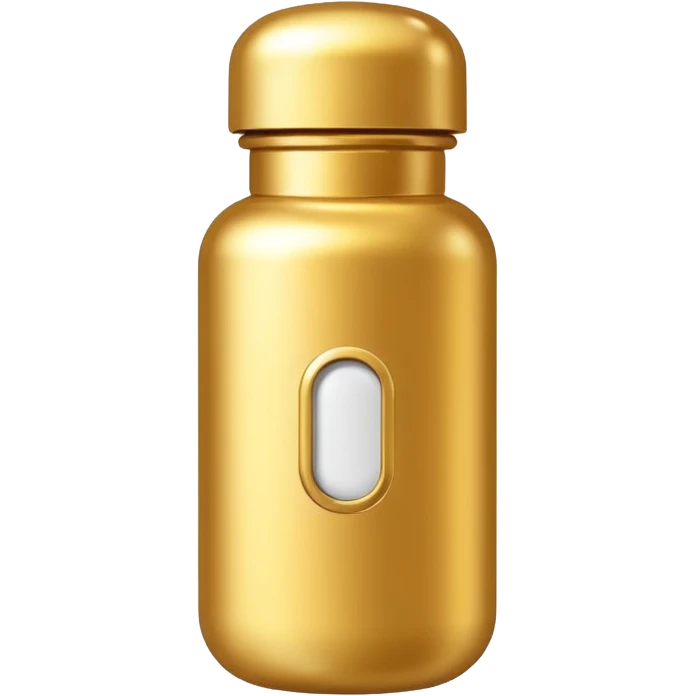 gold pill bottle and whit emoji