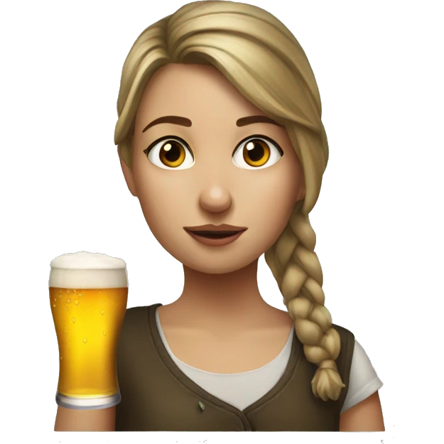realistic portrait of a girl drinking beer emoji