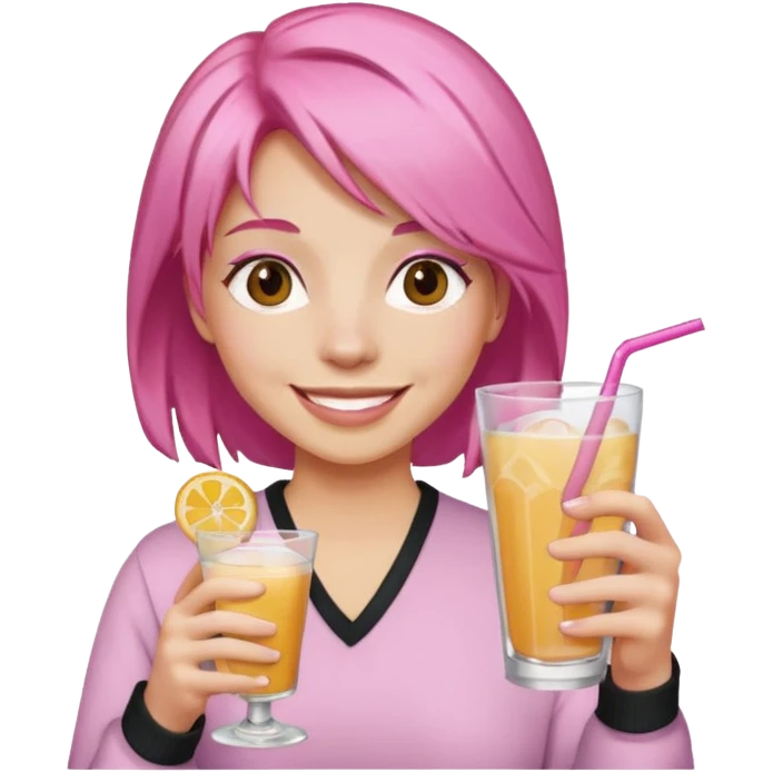 pink haired drink holder emoji