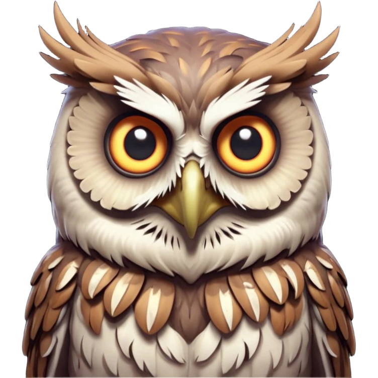 zombie owl portrait, head and shoulders only, ragged feathers, glowing eerie eyes, haunted night creature vibe, 3D cartoon, mobile game icon style, clean background, no text, no watermark
 emoji