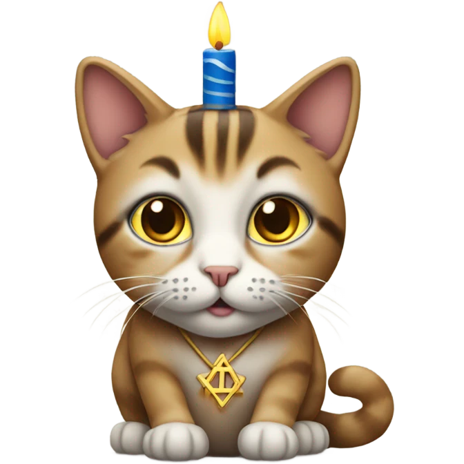 A cat with a menorah emoji