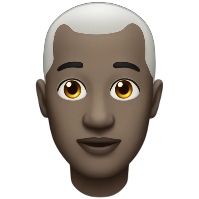A black bald man with three eyes emoji