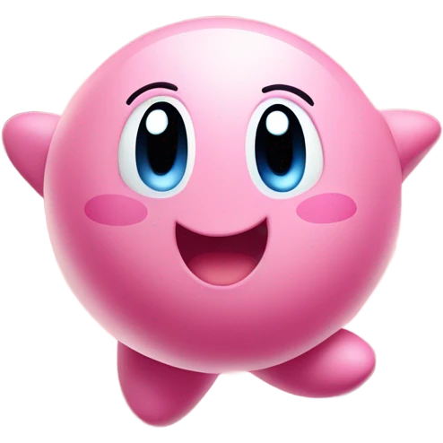 cute happy classic Kirby jumping on a star emoji