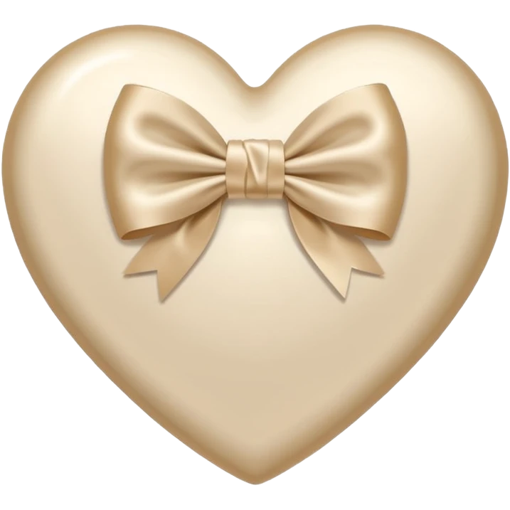 white heart with beige bow on top emoji