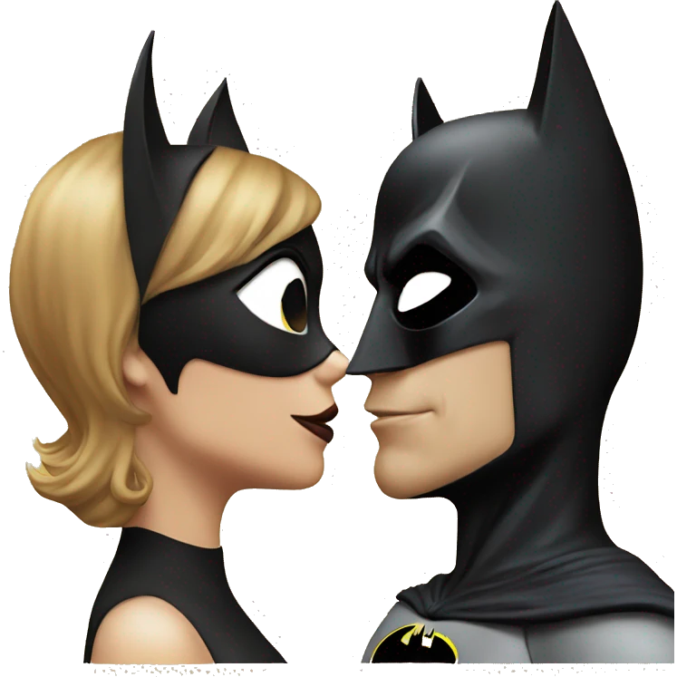 Cat woman and batman kissing emoji