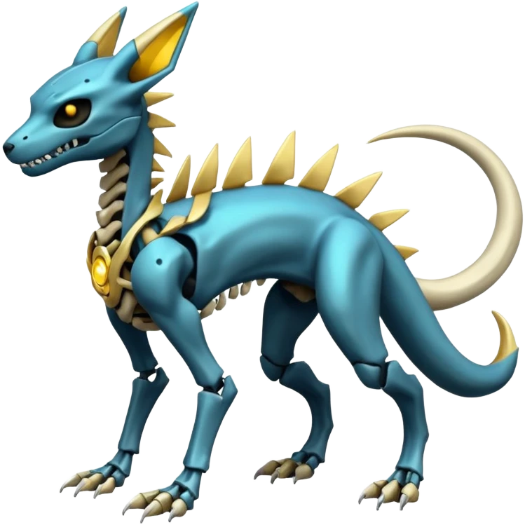 futuristic Skeleton-Cyborg-Manectric-Electrike-Salandit-Cubone-Umbreon-Marowak-Draco-Fakémon-hybrid-creature (full body), 4 legs emoji