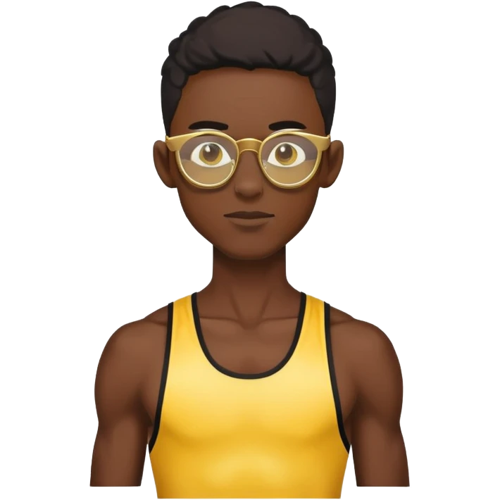 skinny black boy athlete in stringer with gold glasses emoji