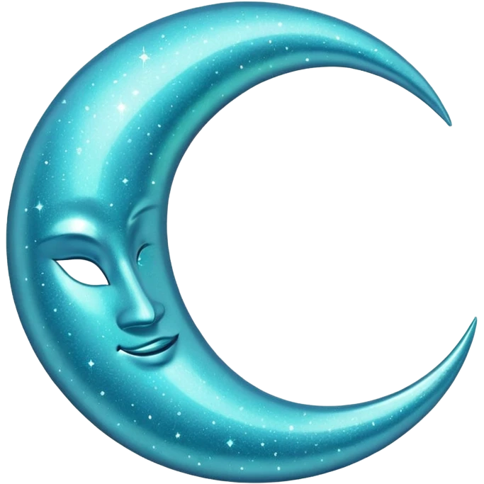 Glitter cian moon emoji