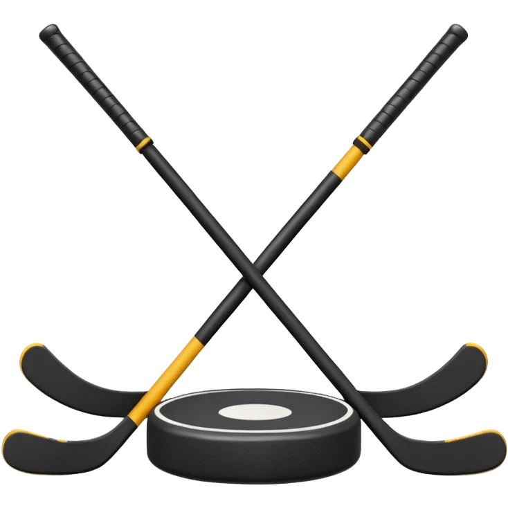 two hockey sticks crossing and a puck like two of this emoji crossing: 🏒  emoji