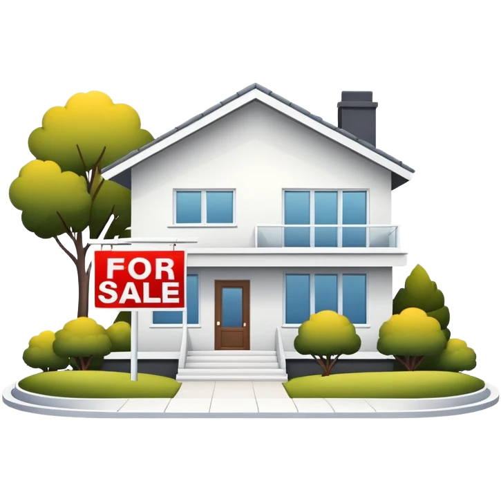 modern house with a for sale sign in front emoji