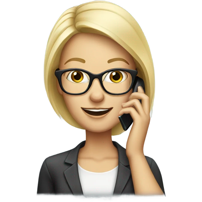 Blonde woman wearing glasses calling on cell phone emoji