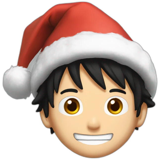 Luffy avec un bonnet de noel emoji