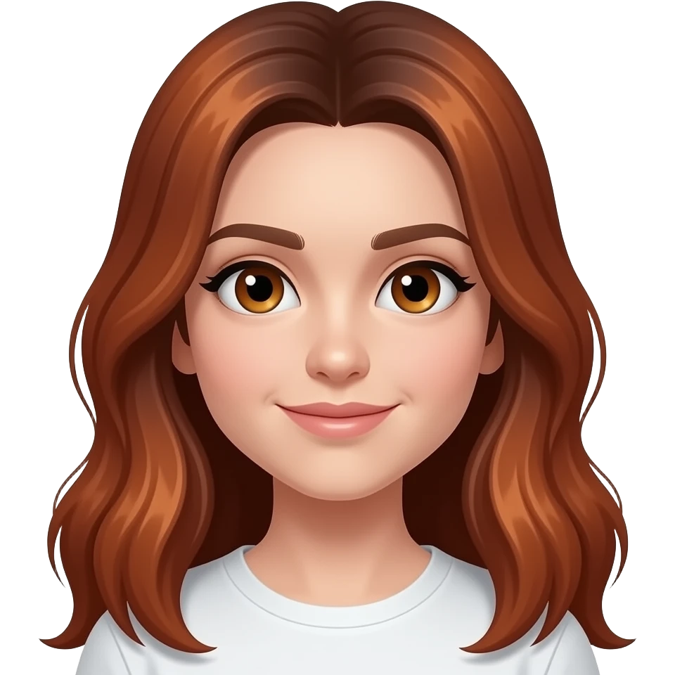 red brown with highlight long hair, hazel eyes emoji
