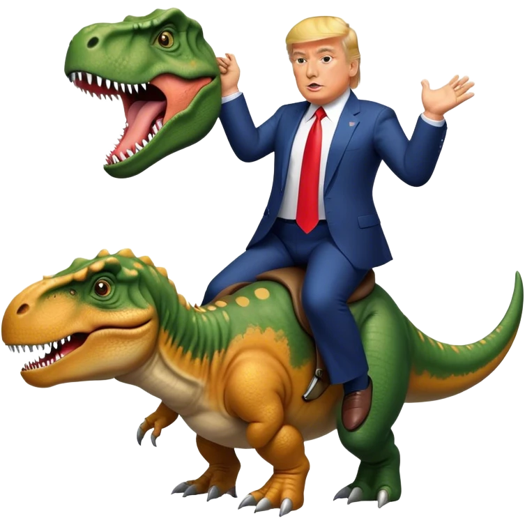 Donald Trump riding a t-Rex emoji