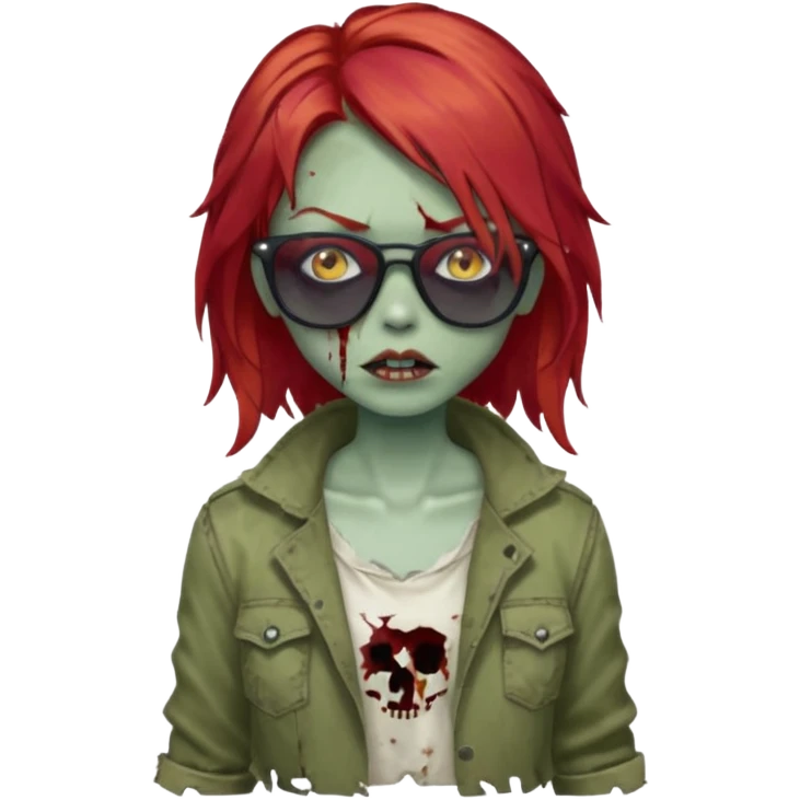 Zombie girl with red hair and sun glasses emoji