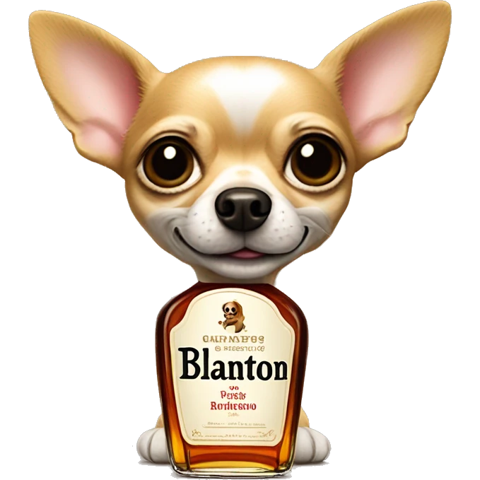 Chihuahua with a bottle of Blanton’s bourbon  emoji