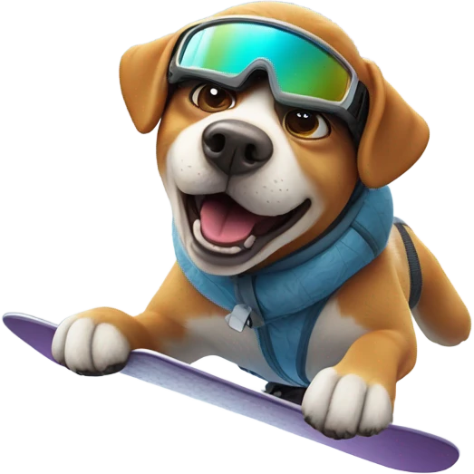 Dog snow boarding emoji