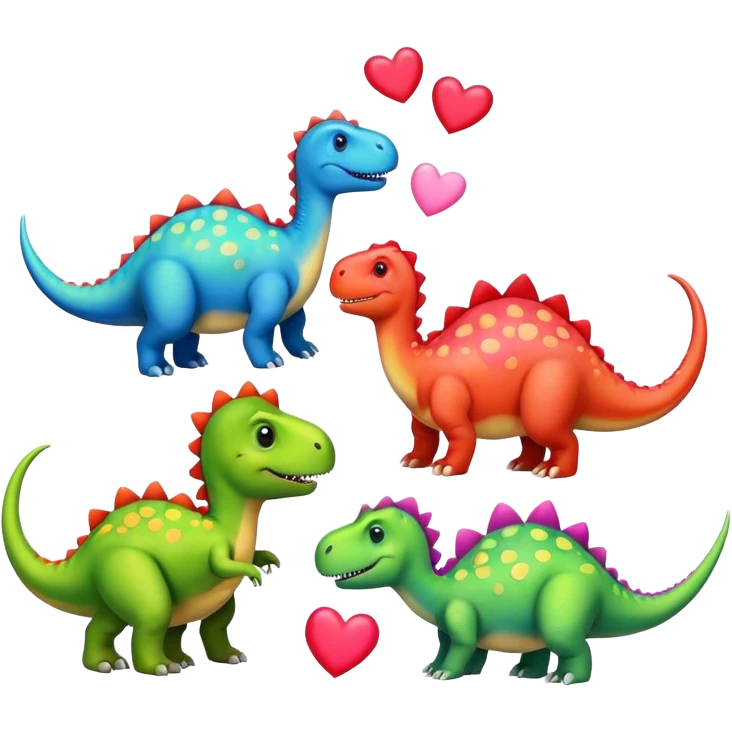 Dinosaurs with heart emoji