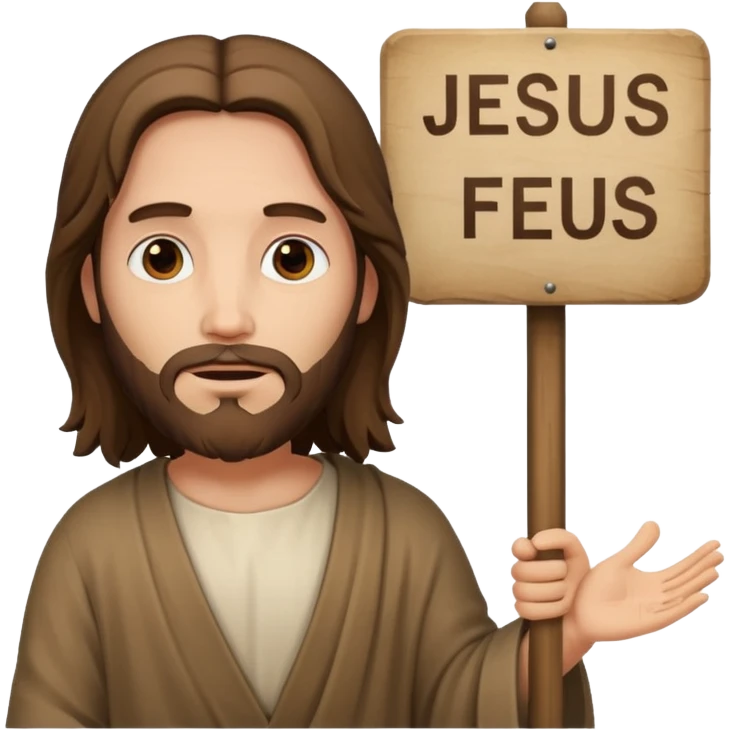 Jésus avec une pancarte dans ses mains dans ses mains emoji