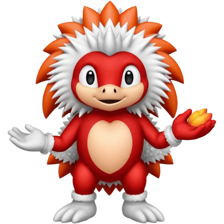 Sonic the hedgehogs friend knuckles a red animal with peach arms and white gloves emoji