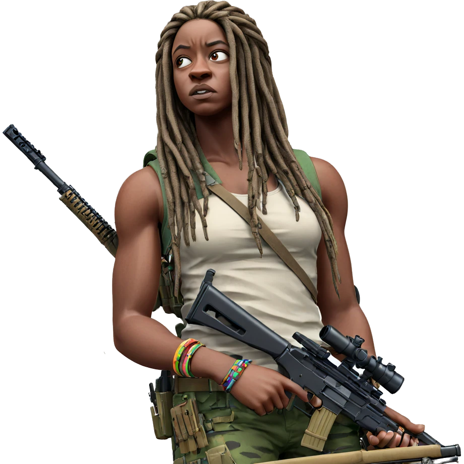 girl with rifle and dreadlocks emoji