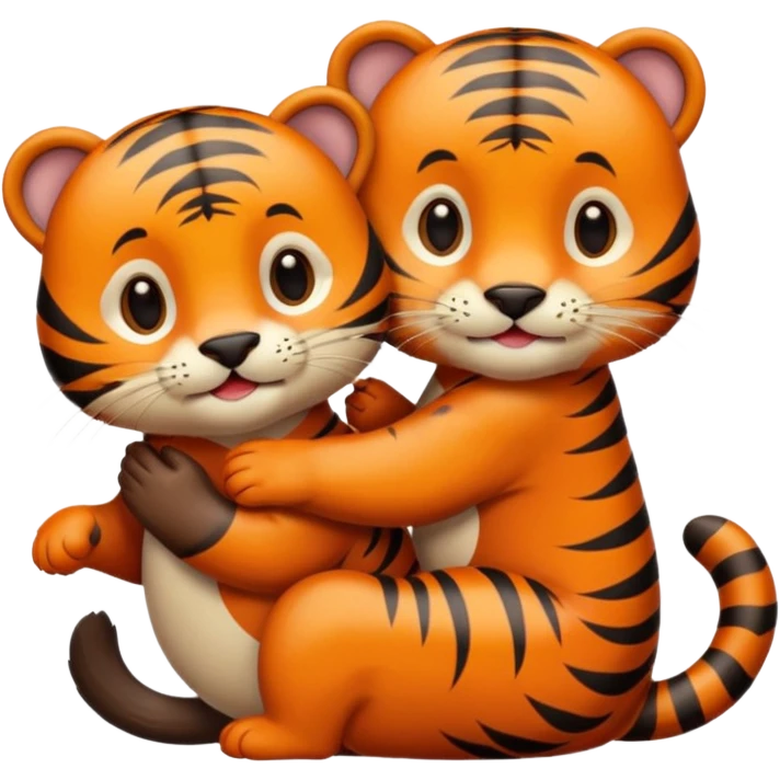 tiger and little otter in love emoji