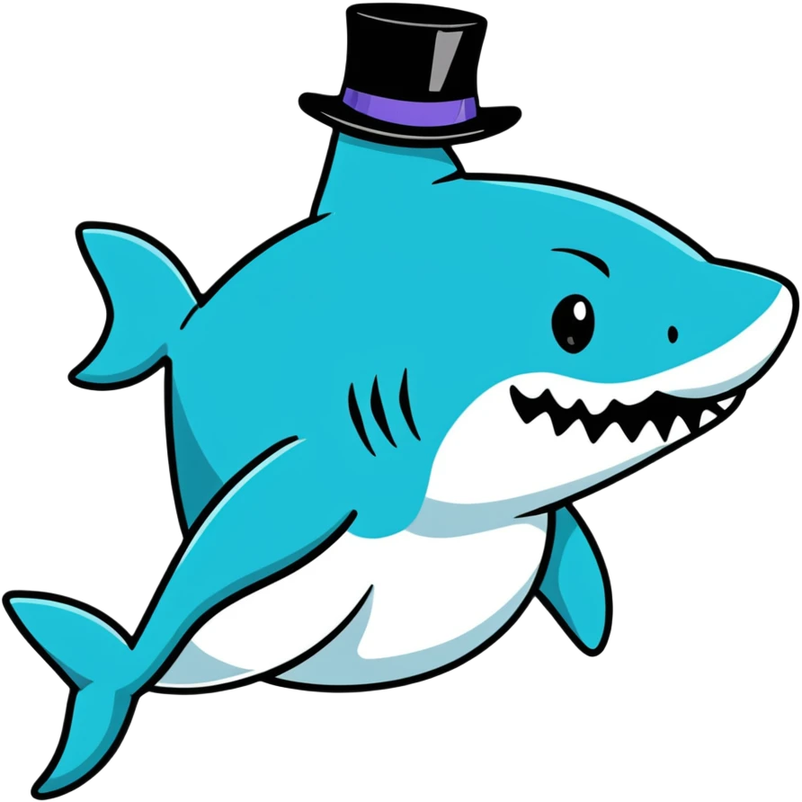 Shark with a top hat emoji