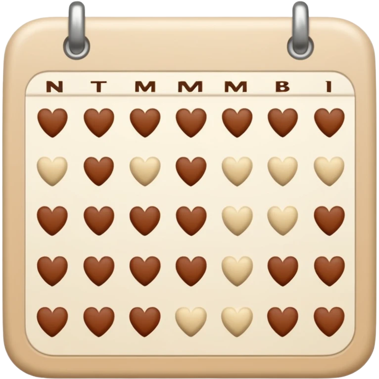 .make a November  mini calendar with right brown hearts with cream colored dates wi rounded cornersI 
 emoji