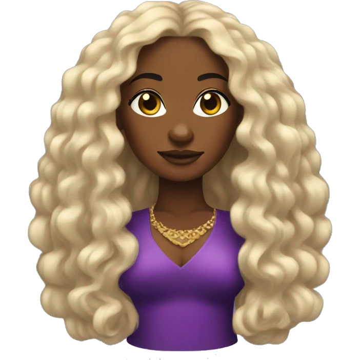 African American queen long hair emoji