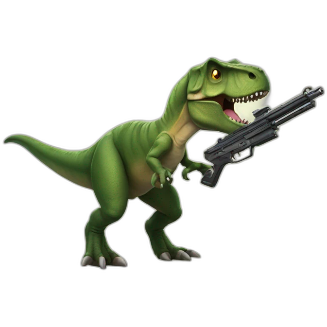 T-rex with a gun emoji