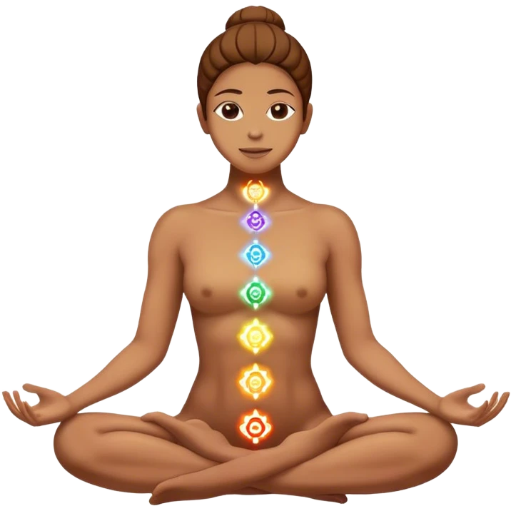 A floating body with flowing chakras and aligned emoji