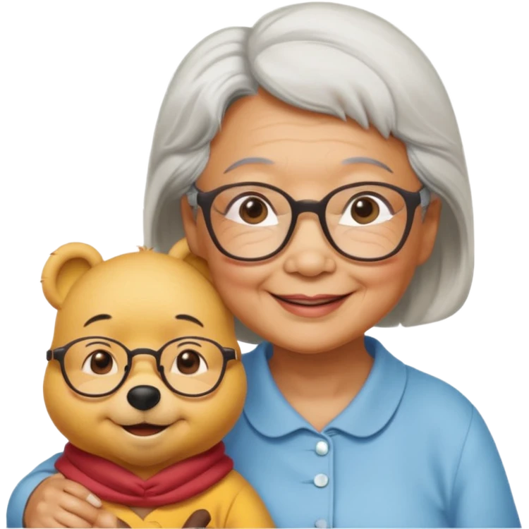Big winne the Pooh and a Asian grandma emoji