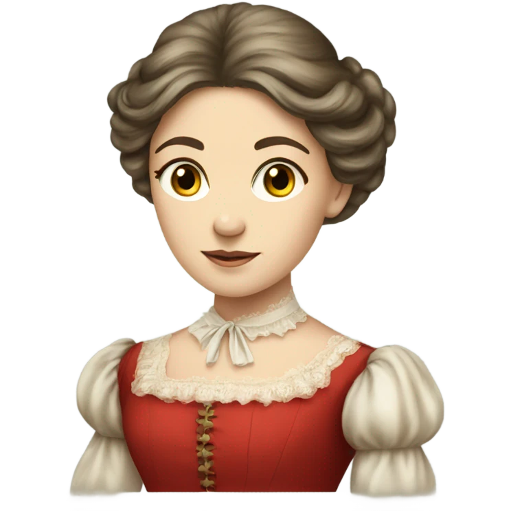 Young victorian lady on red dress and longe hair emoji