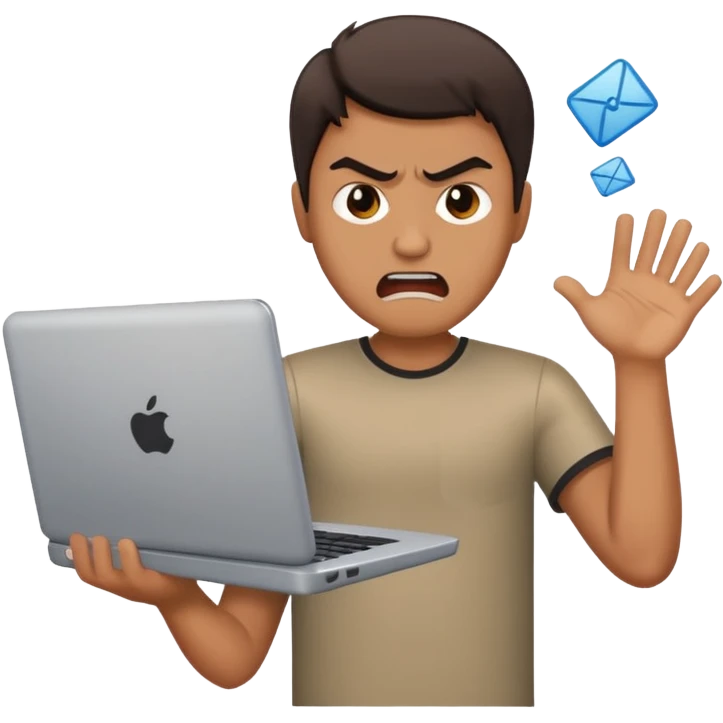 man throws laptop away emoji