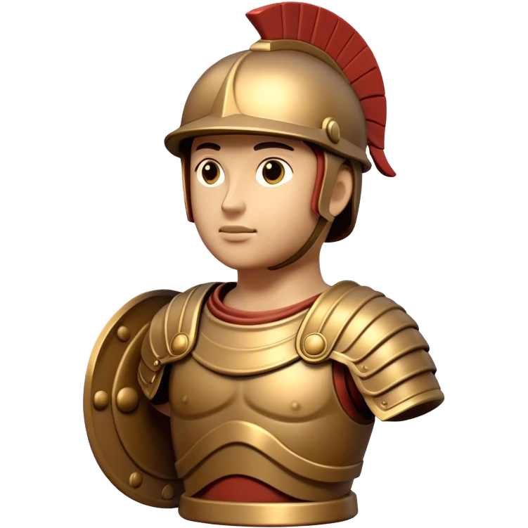 Botero Bronze Roman Soldier Landmark Emoji – Showcasing a stylized, rounded bronze Roman soldier sculpture. emoji