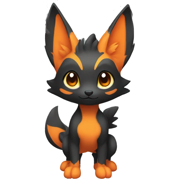 Cute cool black orange animal hybrid Fakemon full body emoji