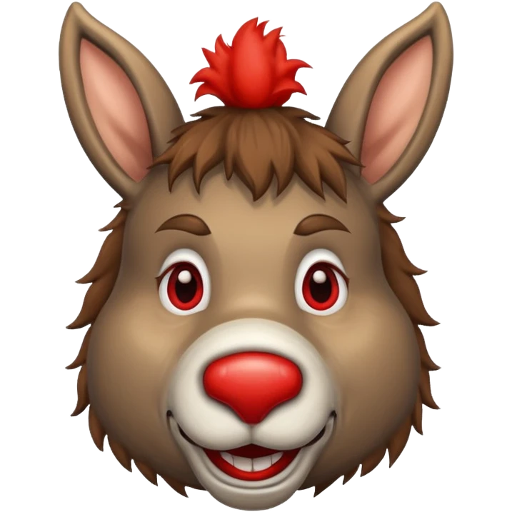 A donkey whis a red clown nose emoji