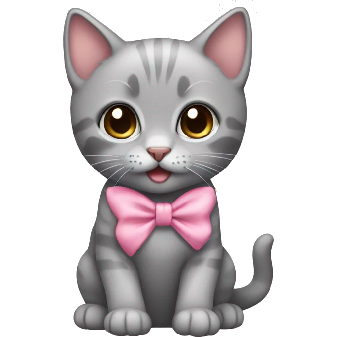 gray kitten pink bow emoji