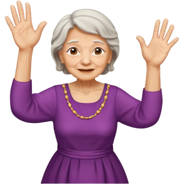 Old lady hands up raise the roof dancing  emoji