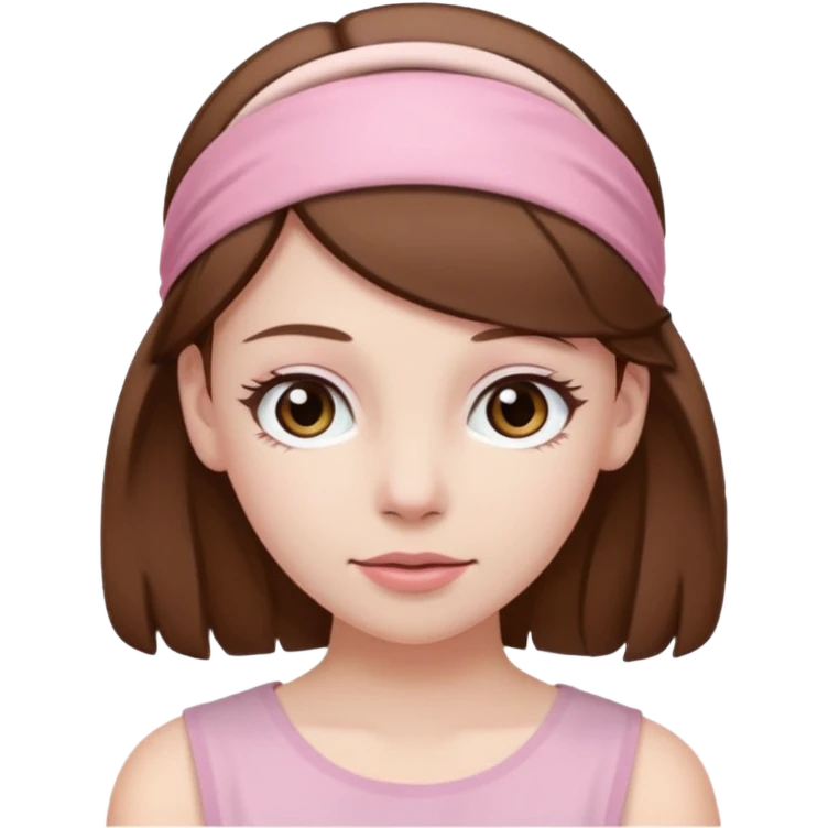 white girl with brown hair with pale pink headband emoji