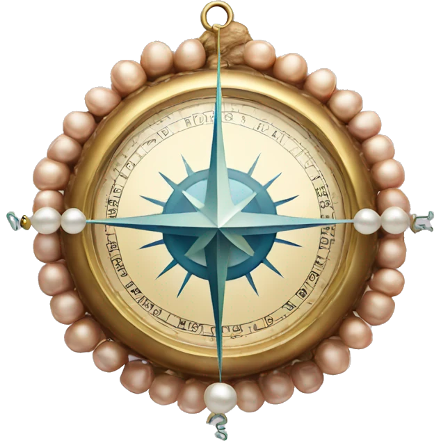 Compass inside shell and pearls emoji
