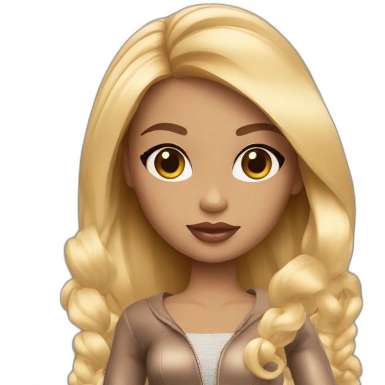 Bratz doll with blond hair and light skin with makeup emoji