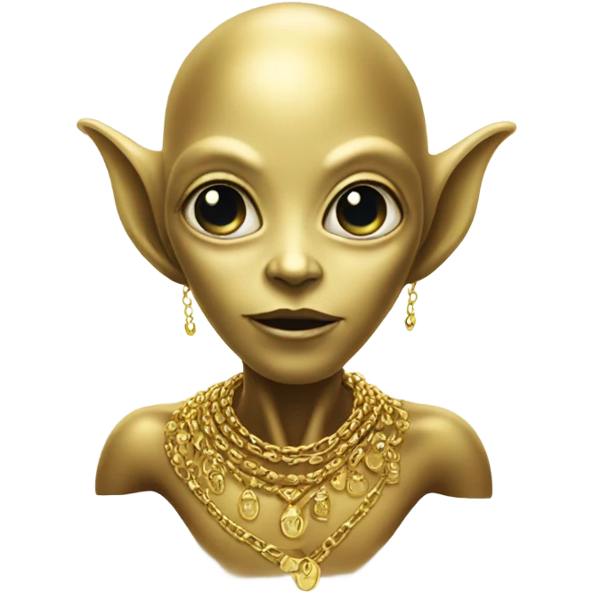 Alien with a gold necklace on  emoji