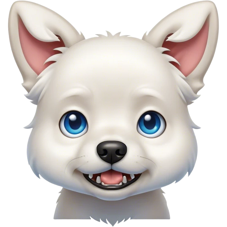 Snarling Blue eyed small white dog floppy ears  emoji