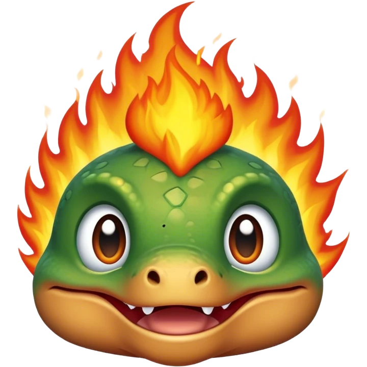 baby dinosaur face on fire emoji