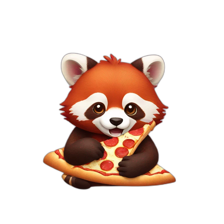 red panda eating pizza emoji