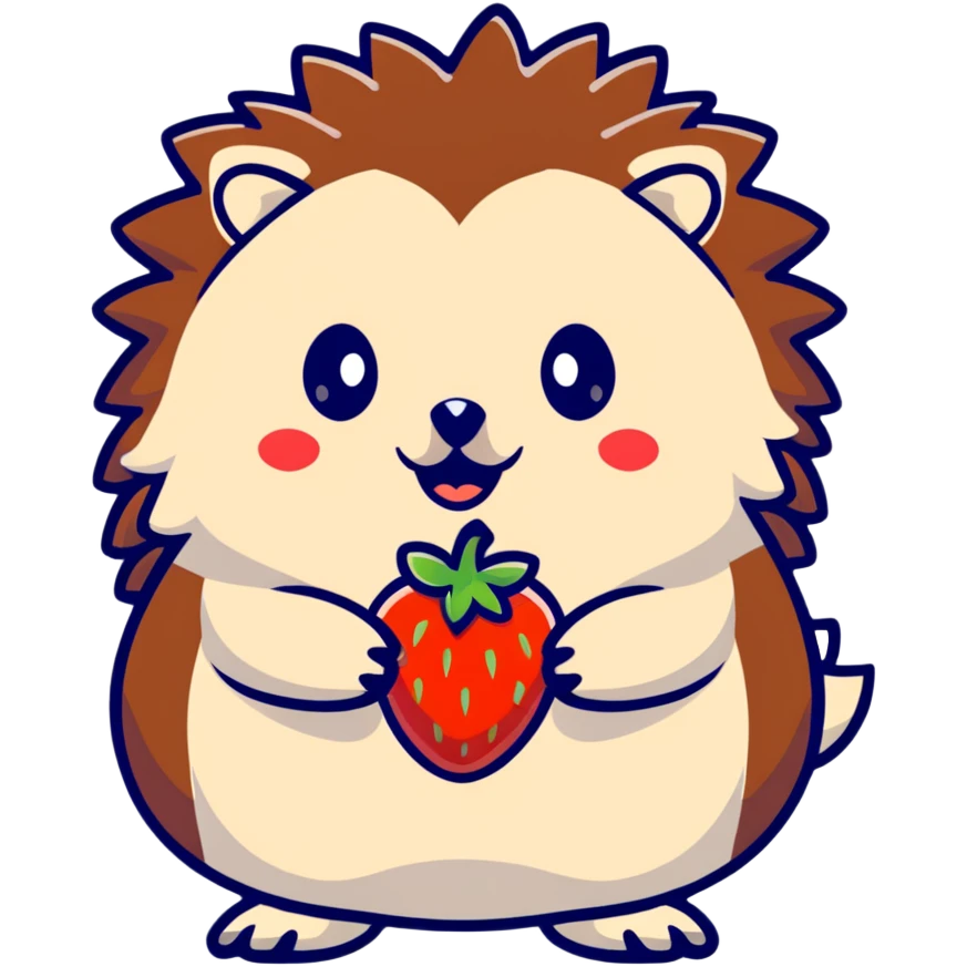 Hedgehog holding a strawberry emoji