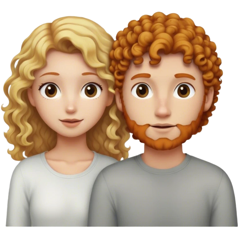 Blonde straight hair girl and ginger curly hair boyfriend  emoji