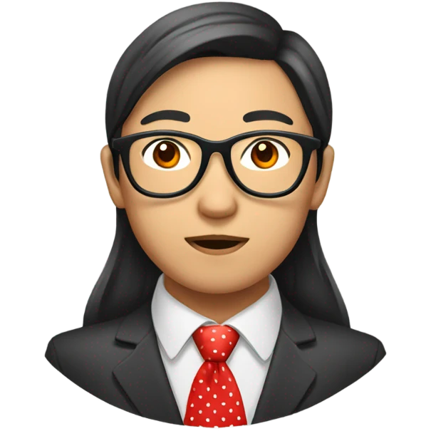Asian with glasses and red dots emoji