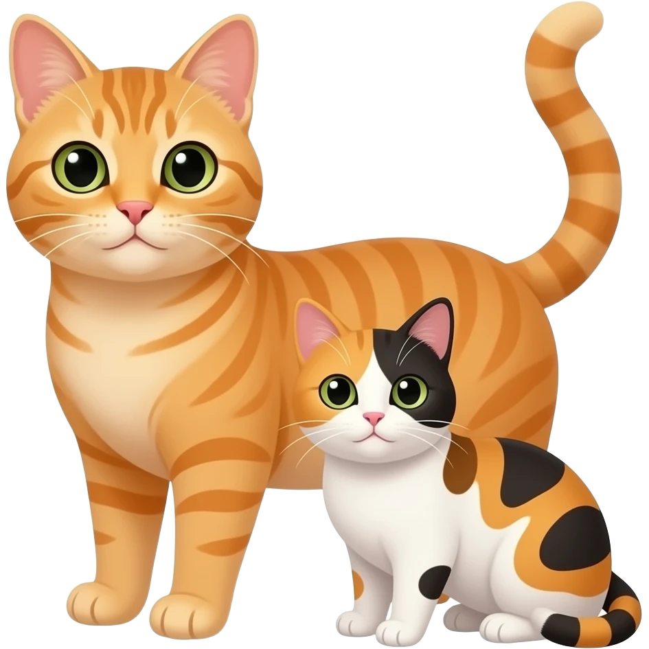 a American short hair orange cat with a smaller calico mix cat emoji